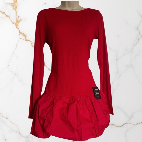 Lulu’s Boatneck Mini Dress—Red - Picture 1 of 4